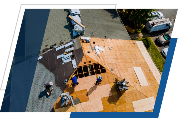 a roof being replaced
