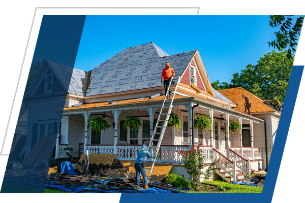 a roof being replaced