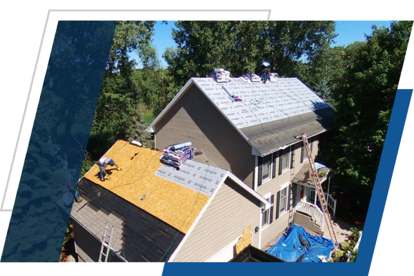 a roof being replaced