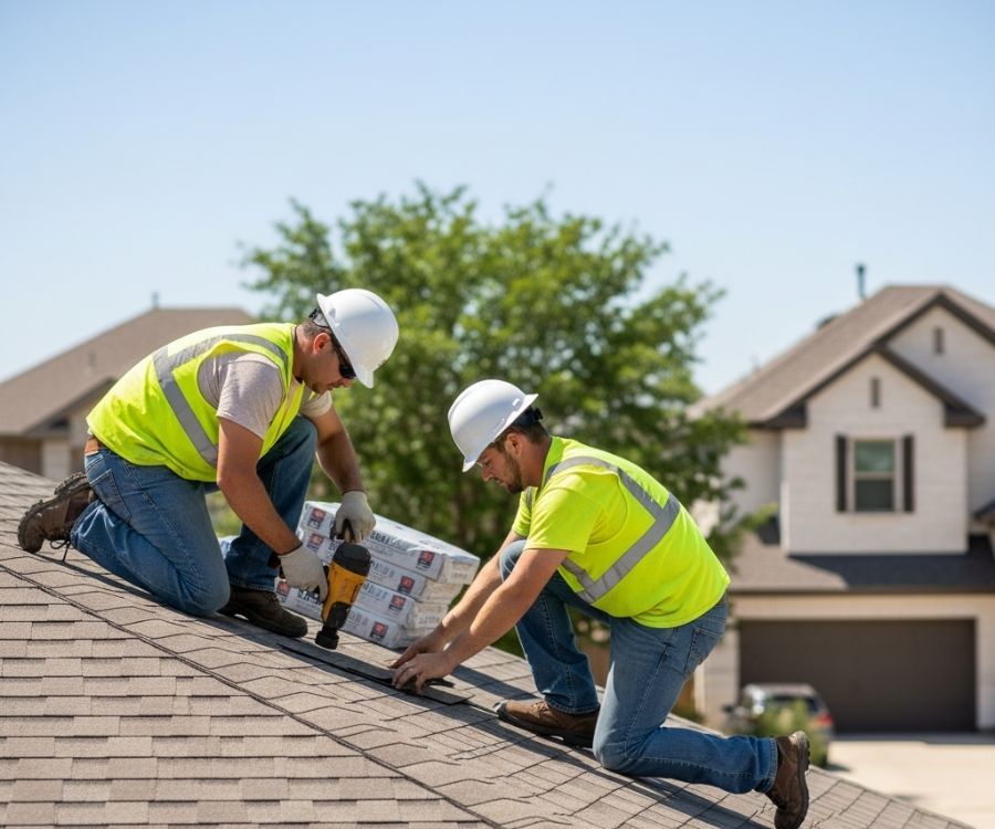 Contractors on a roof