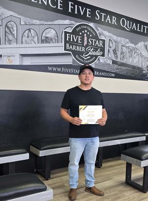 Student with five star academy certificate