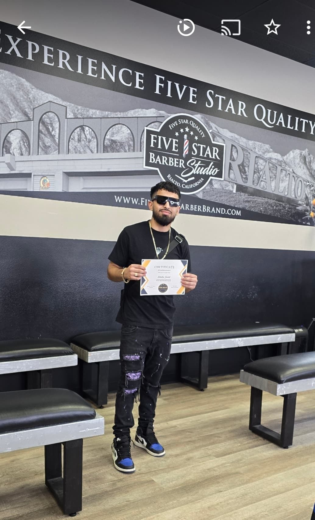 Student with five star academy certificate