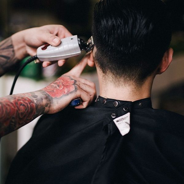 Image of a client getting his hair done