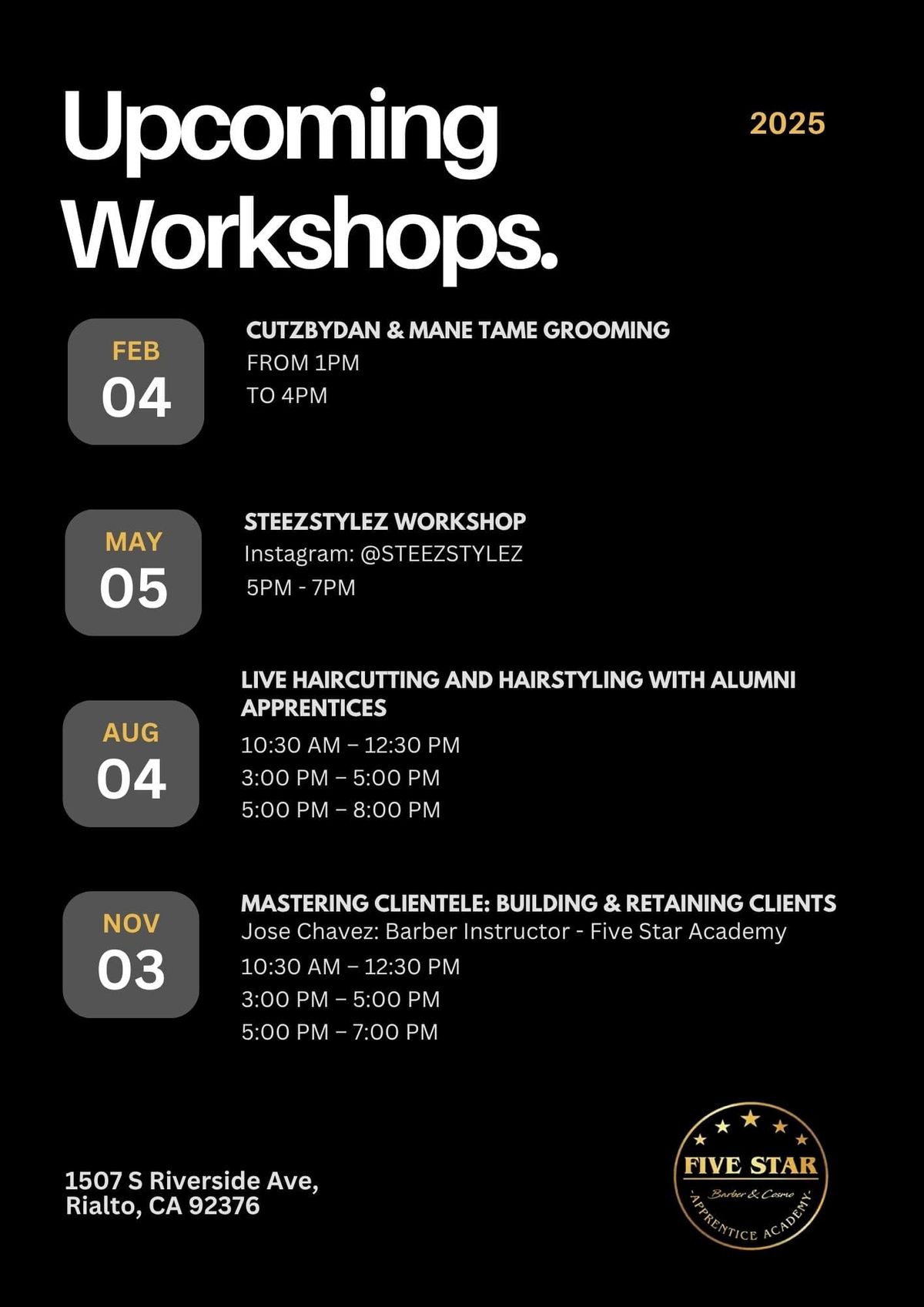 Five Star Academy Workshops