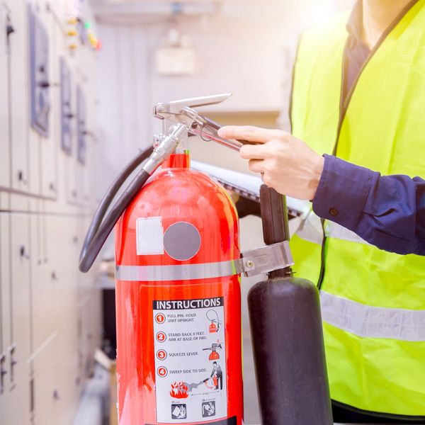 inspecting a fire extinguisher