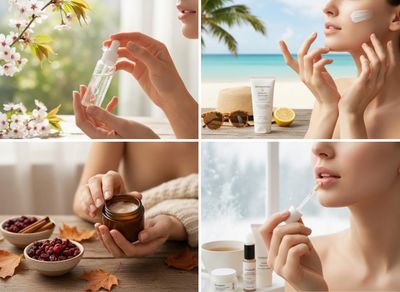 Seasonal Skincare Routine Collage