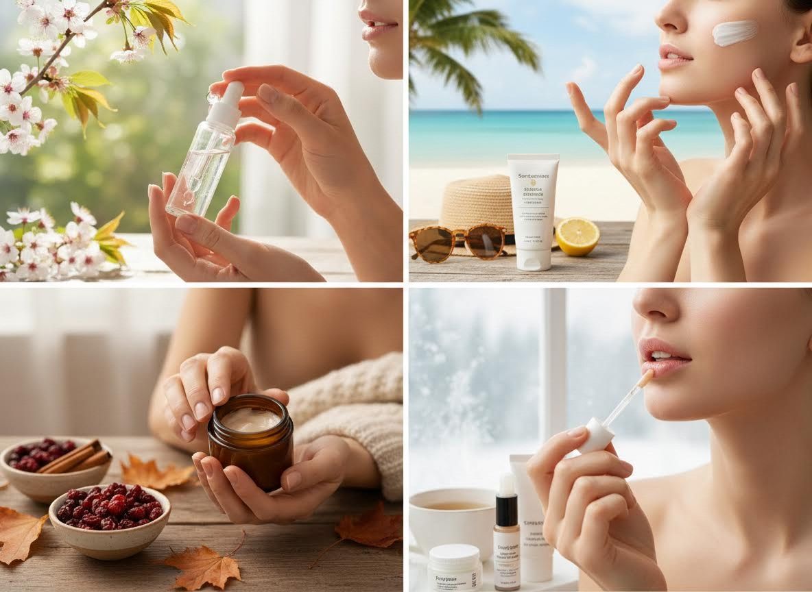 Seasonal Skincare Routine Collage