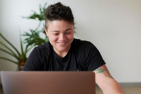 A patient in a Zoom meeting.