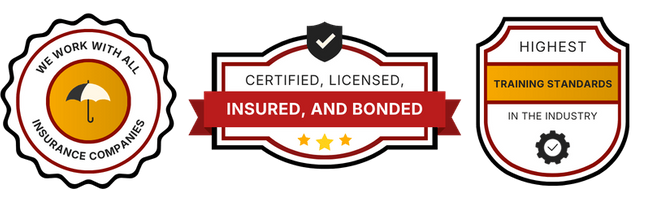 we work with all insurance companies - certified, licensed, insured, and bonded - highest training standards in the industry