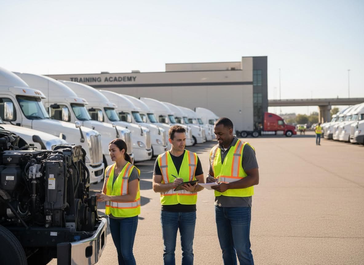 Truck driving students training