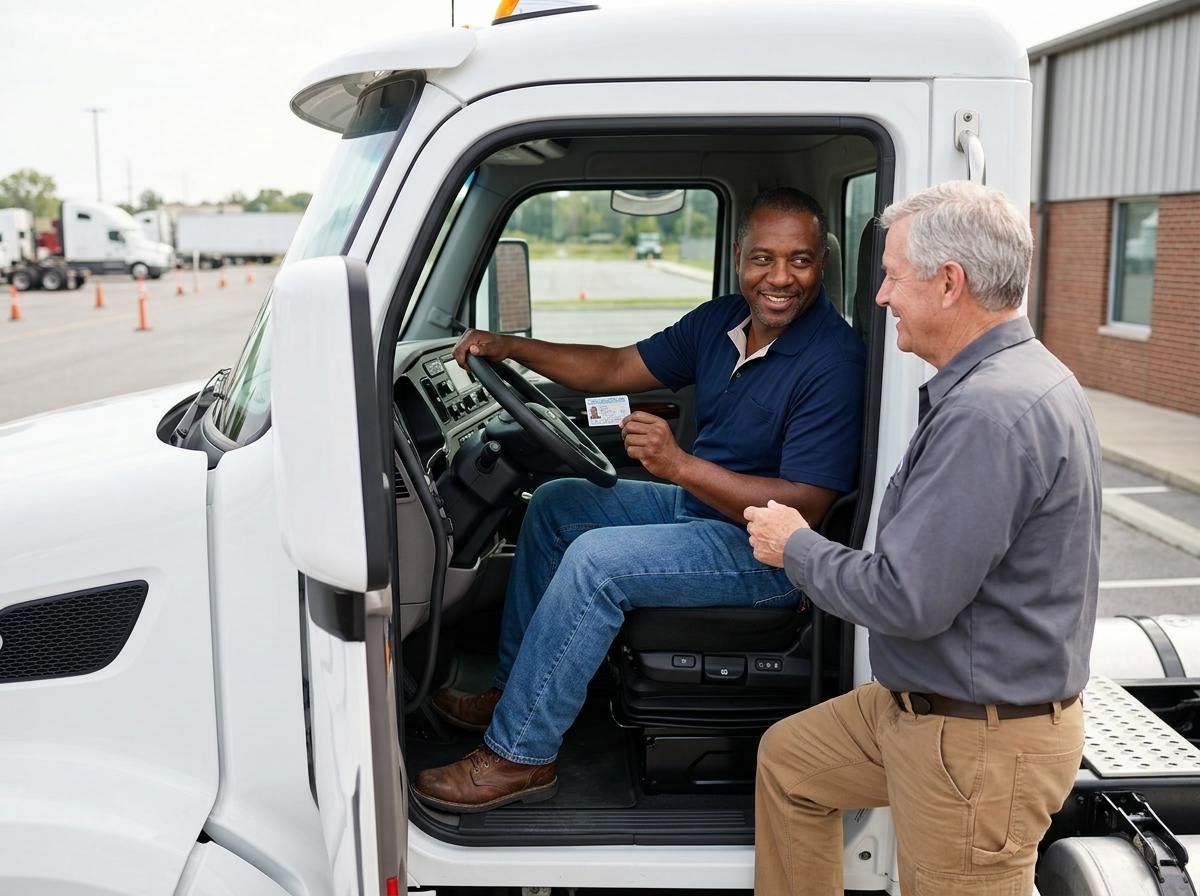 Truck Driver Showing License