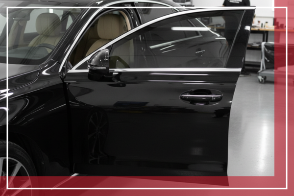open car door with window tint