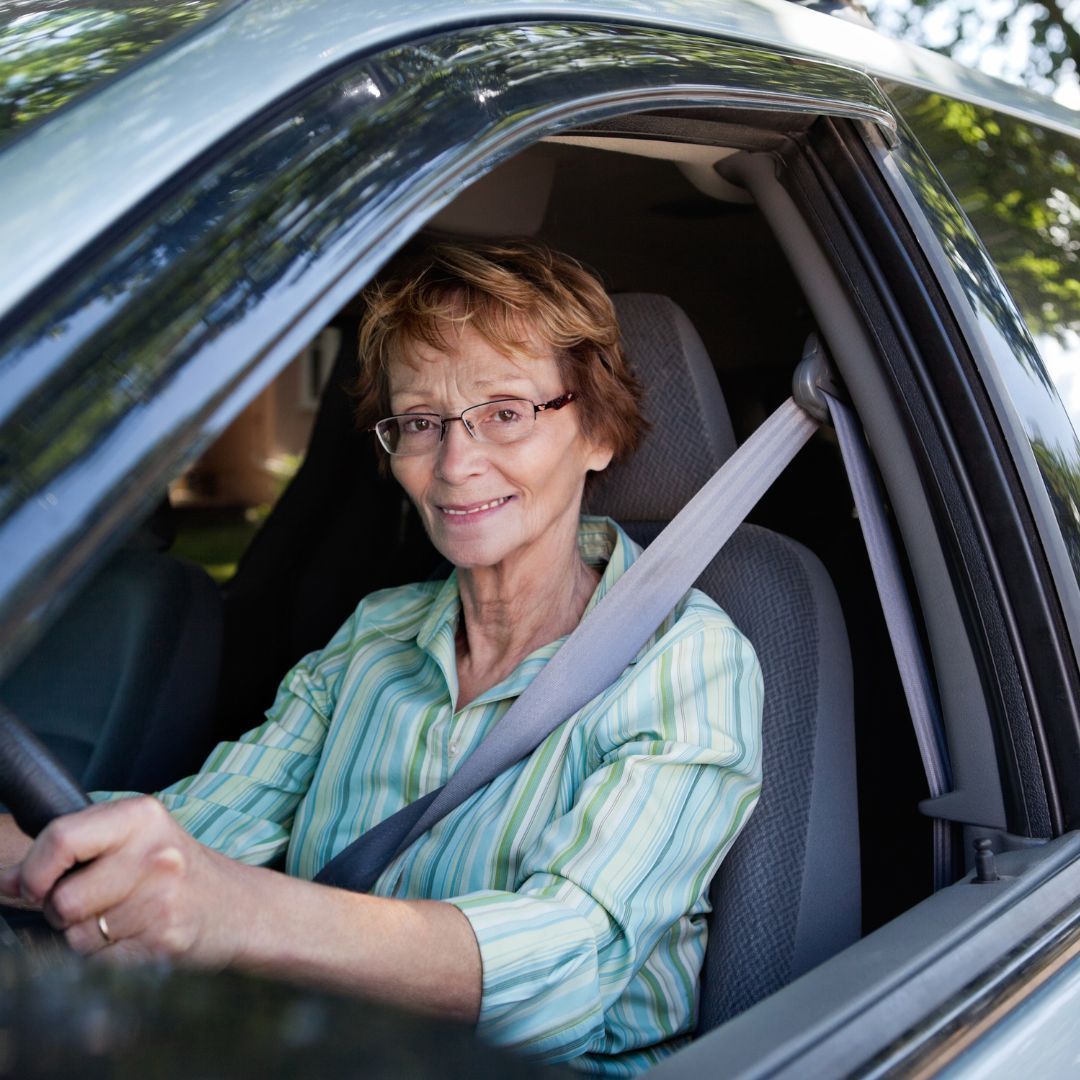 woman driving car