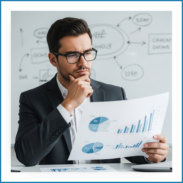 An entrepreneur reviewing business charts