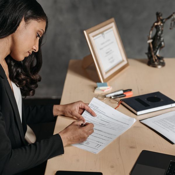 lawyer preparing a document