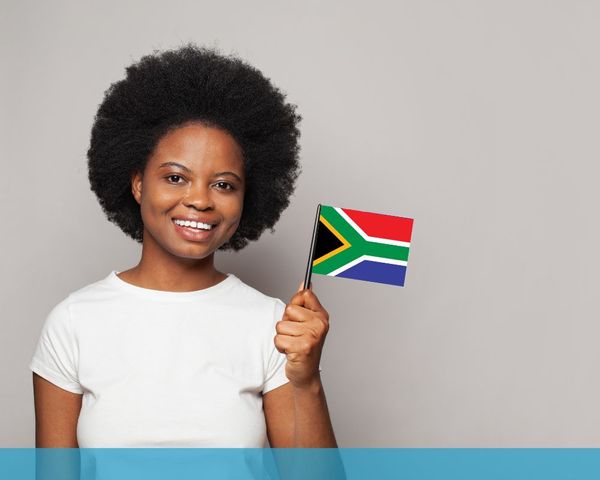 Woman waving flag