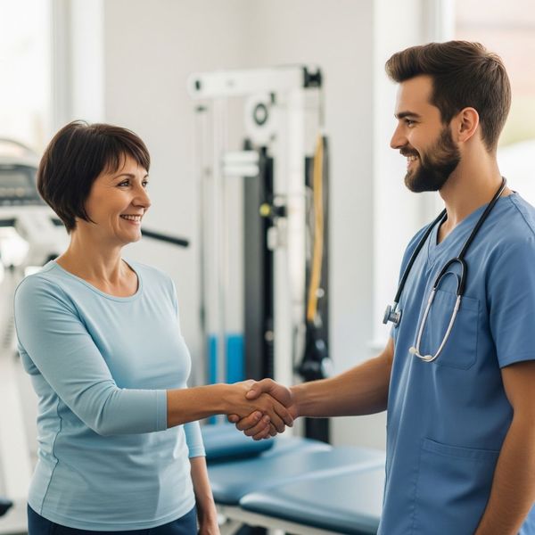 physical therapist and patient
