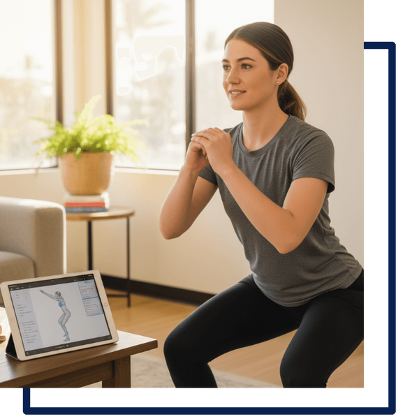 woman practicing exercises at home
