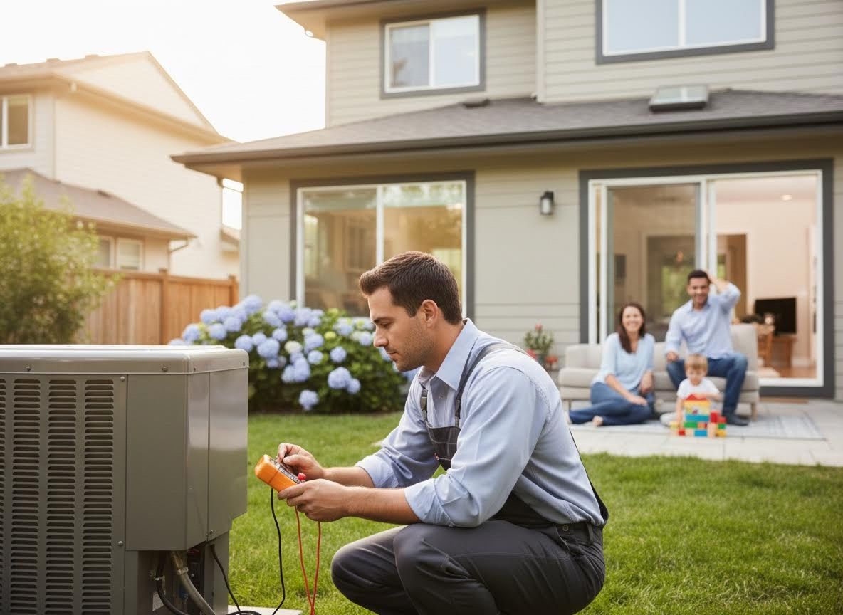 HVAC Technician Servicing Outdoor AC Unit