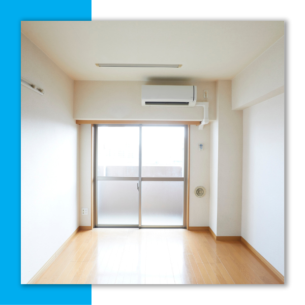 A newly maintained AC unit in a brightly lit living room