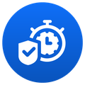 A circular blue icon featuring a white stopwatch with a shield and a checkmark, symbolizing longevity, protection, or extended lifespan. A circular blue icon featuring a white stopwatch with a shield and a checkmark, symbolizing longevity, protection, or extended lifespan.