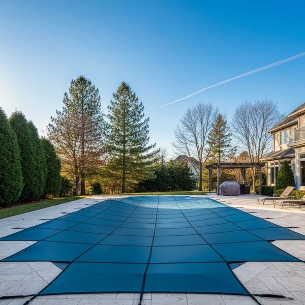 pool cover on top of residential pool