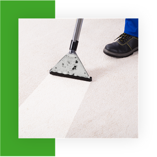 Person washing carpet in an office