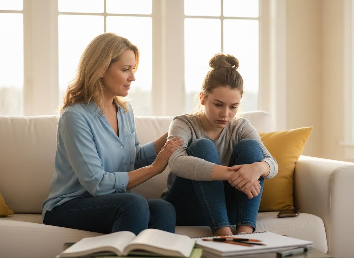 Mother Comforting Distressed Teen Daughter