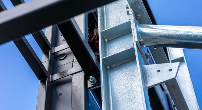 closeup of steel building