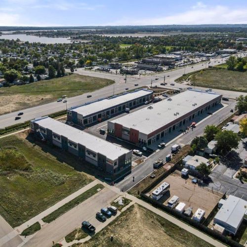 arial view of metal storage units arial view of metal storage units