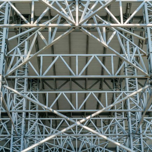 Steel frame structure of a building