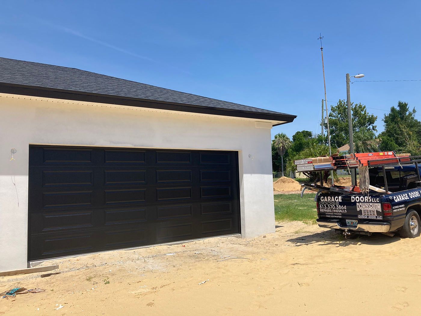 Dark garage door