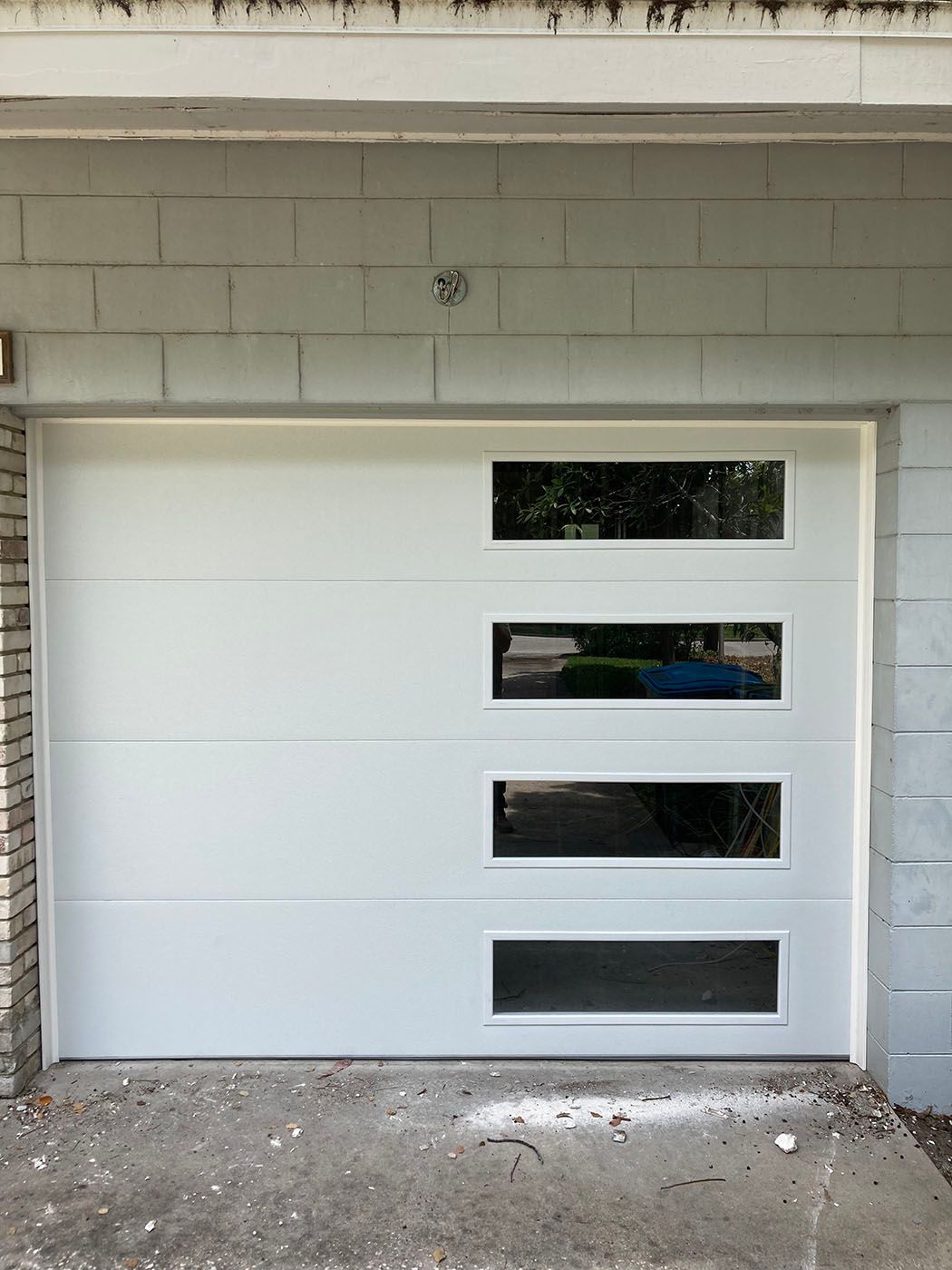 Modern white garage door