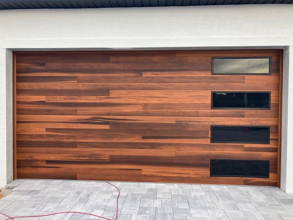 nice wood garage door with windows