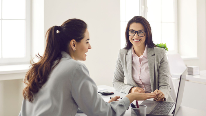 two women talking