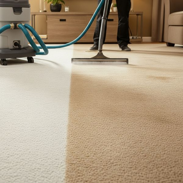 carpet cleaner being used on carpet floor
