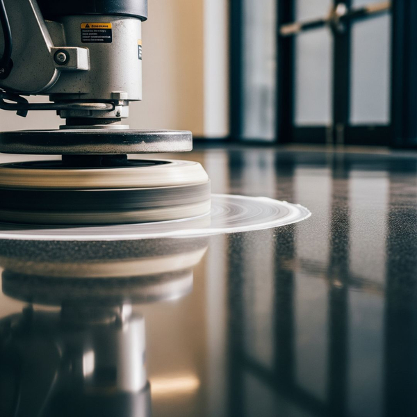Application of a protective wax finish on a commercial floor. Application of a protective wax finish on a commercial floor.
