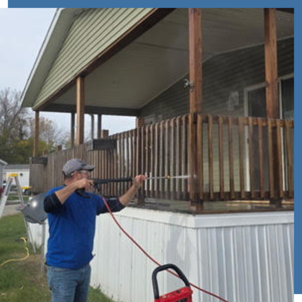 pressure washing a home