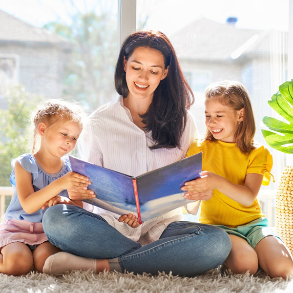 mom reading to kids