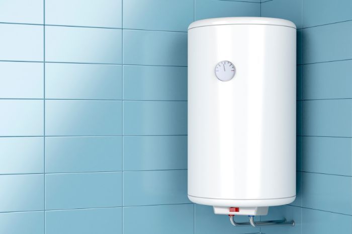 a white tankless water heater