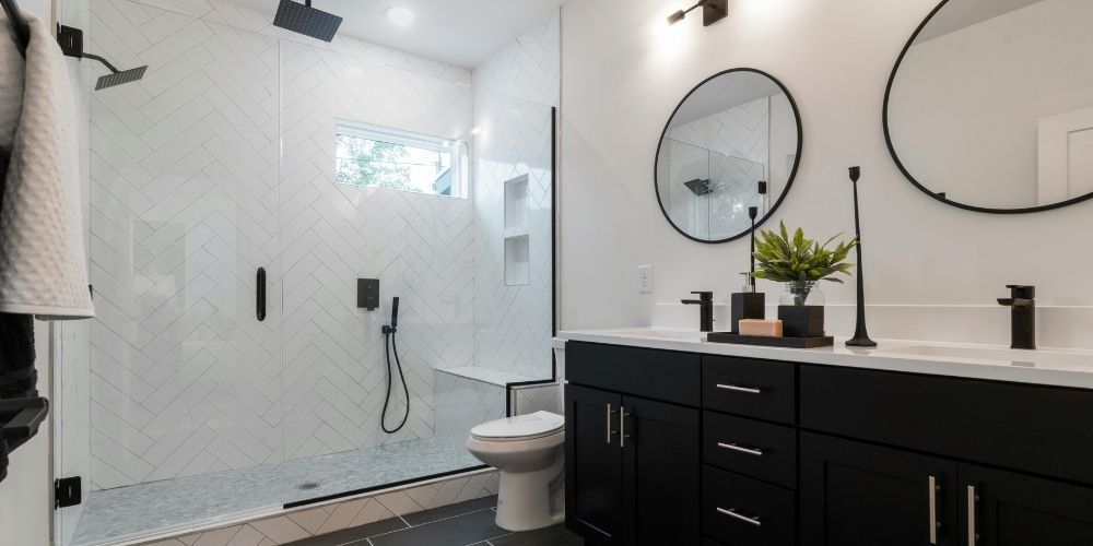 bathroom with converted tub to shower area 