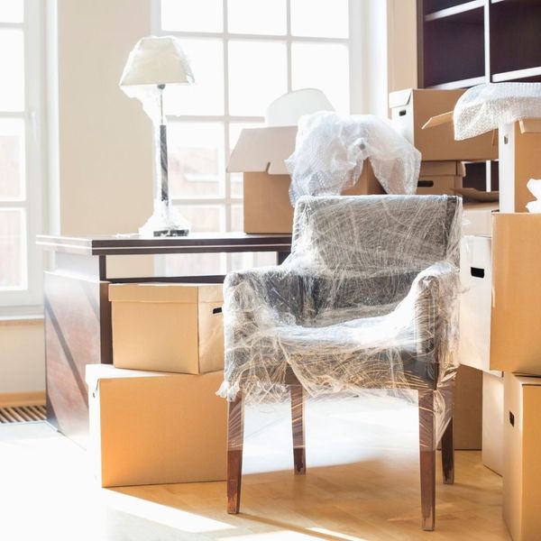 Moved and covered furniture