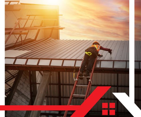 crew member working on a commercial roof