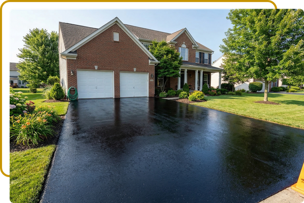 freshly sealcoated driveway