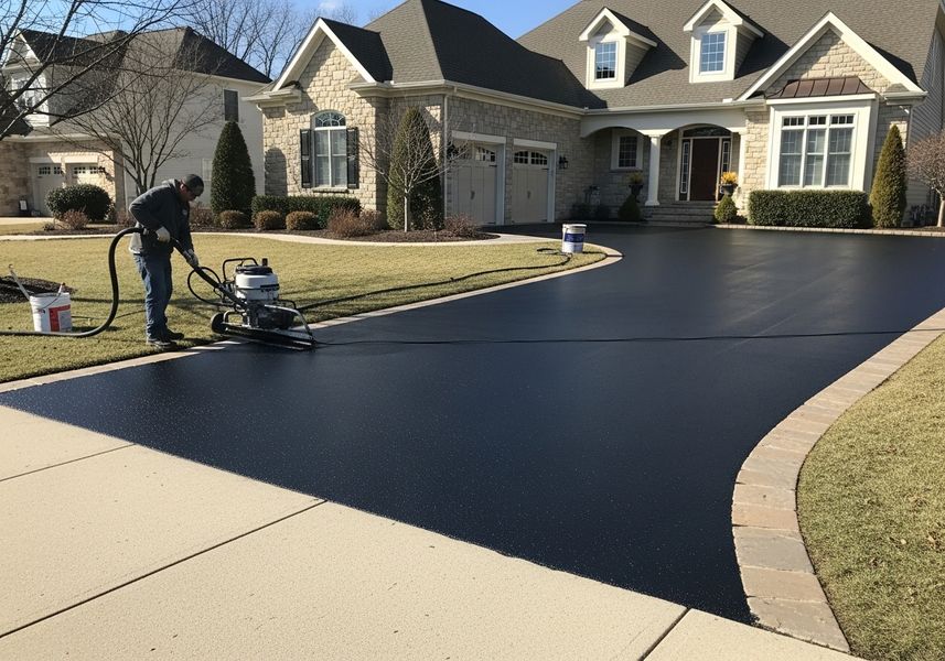 Driveway Sealcoating in Progress
