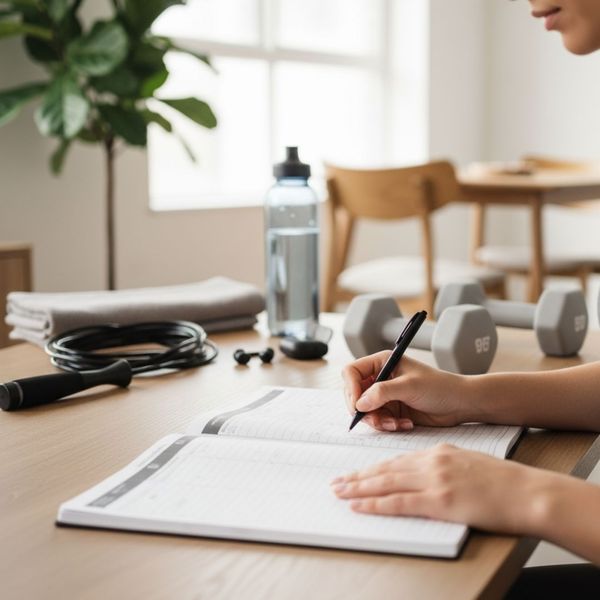 person creating a workout schedule