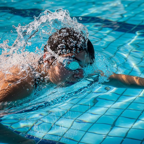 person swimming in a sparkling clean swimming pool