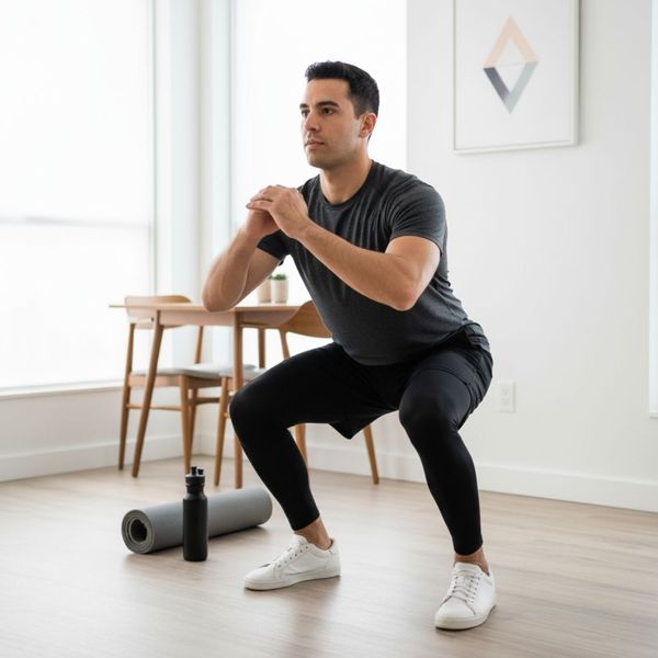 man doing a squat man doing a squat