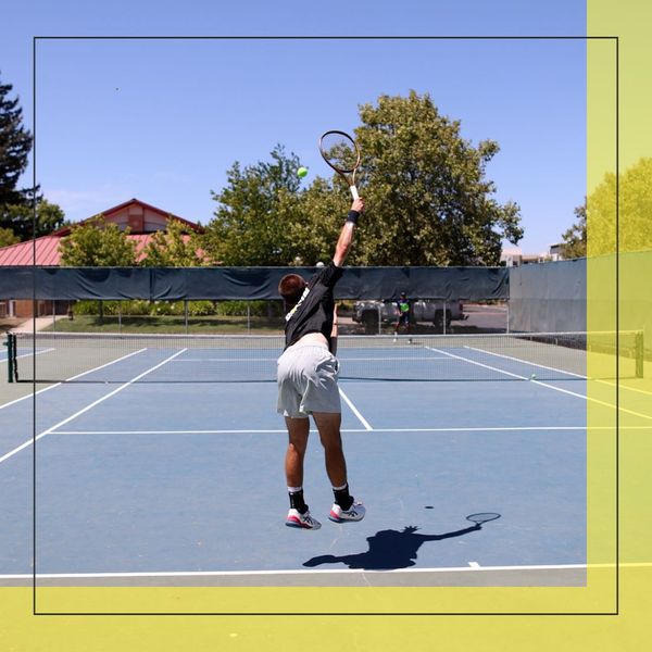 tennis player jumping