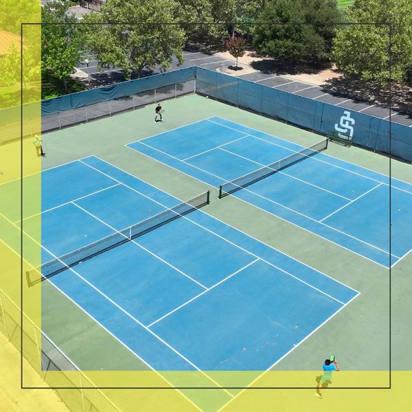 two tennis courts